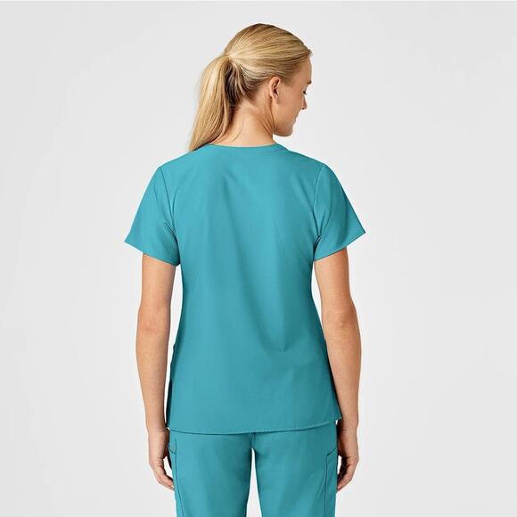 WINK Women's W123 Stylized V-Neck Scrub Top Size XL In Teal Blue - Picture 6 of 14